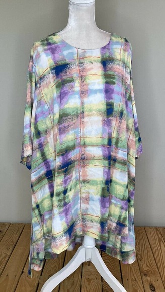 NWT $79 Melissa McCarthy Seven 7 Patterned Dress Plus Size 2X Pastel Palette - Picture 1 of 8